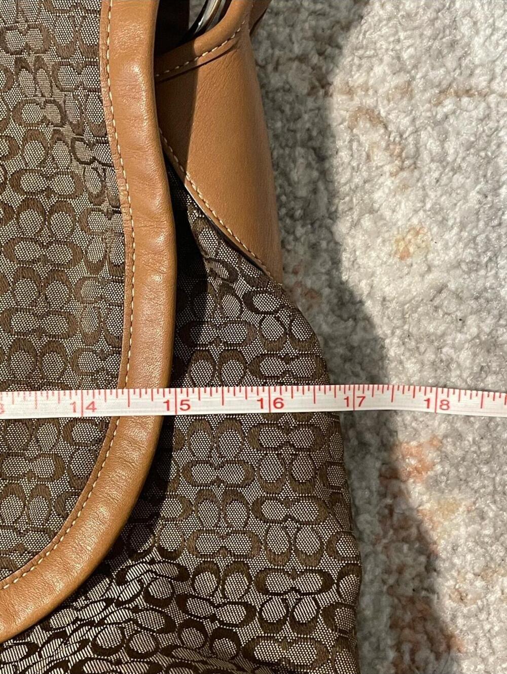 Coach Brown Signature Canvas Shoulder Bag with Tan Leather Trim - Picture 4 of 8